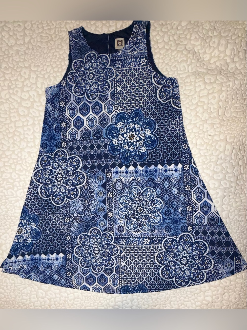 Anne Klein Summer Navy and White Paisley Print Dress. Size 10